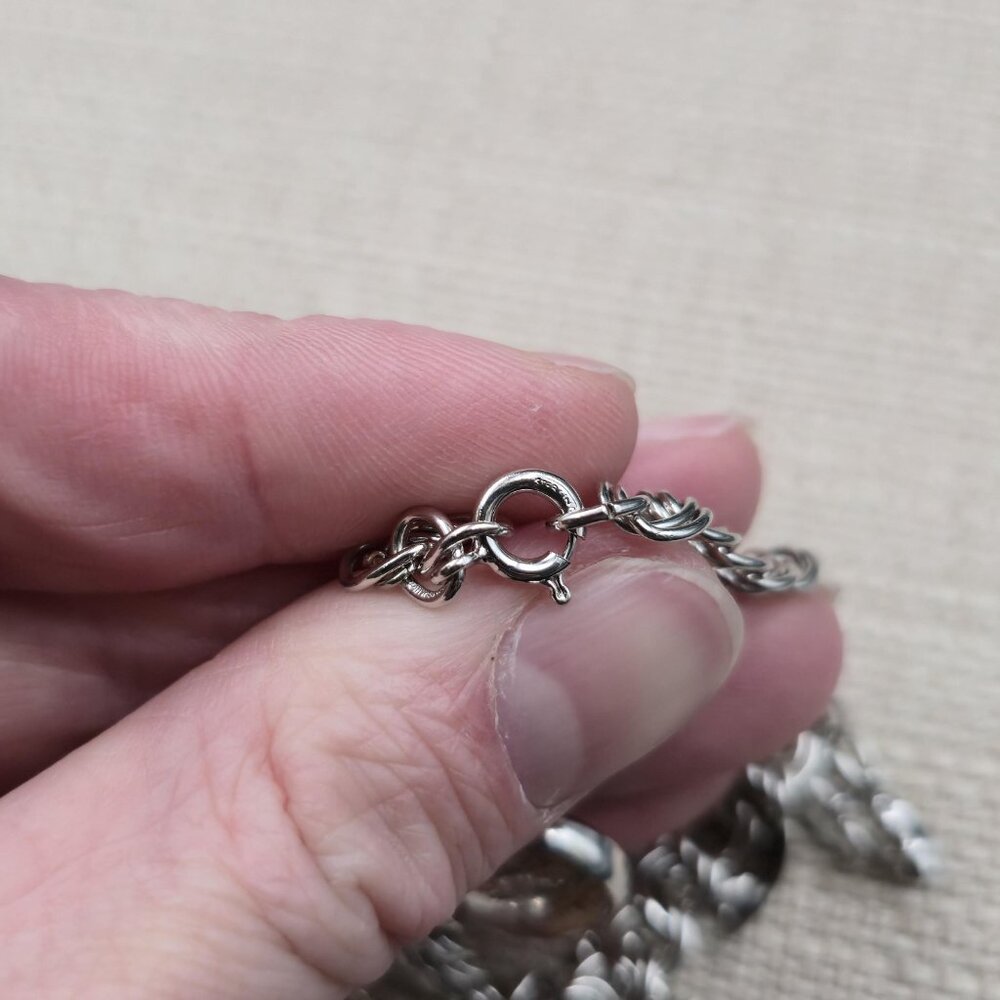 7+2 Inch Sterling Silver Various Charms Chain Bracelet A7229 - Picture 9 of 11